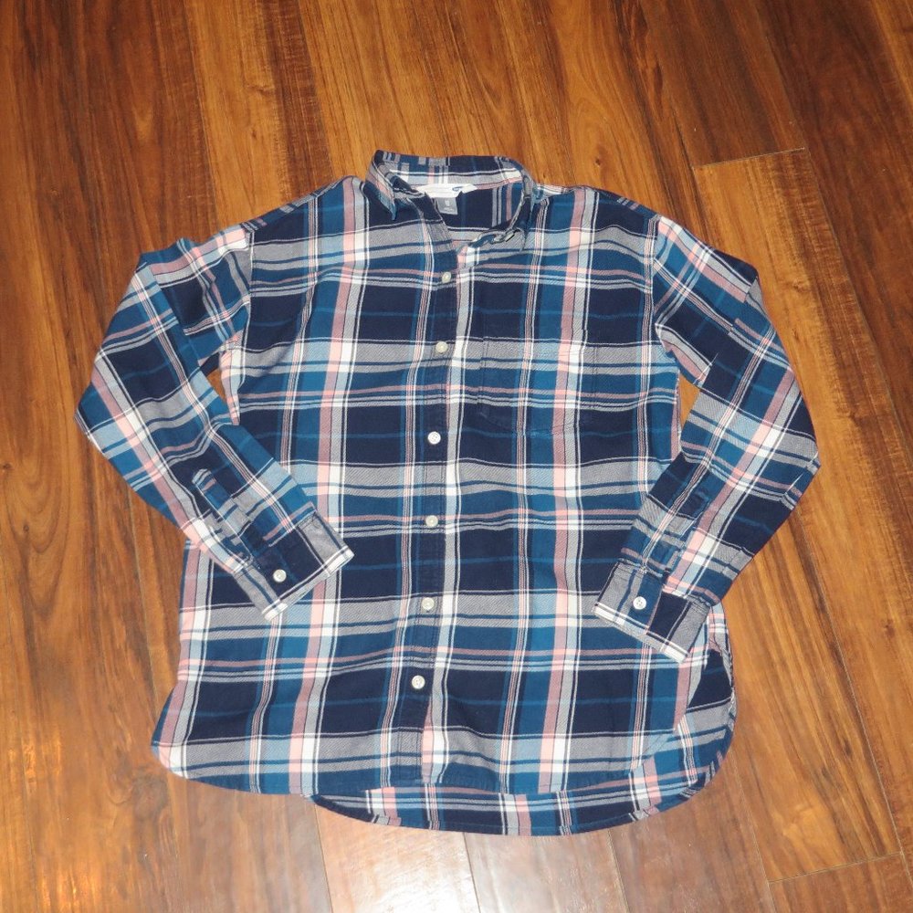 Old Navy Flannel Plaid Shirt Blue Size XS